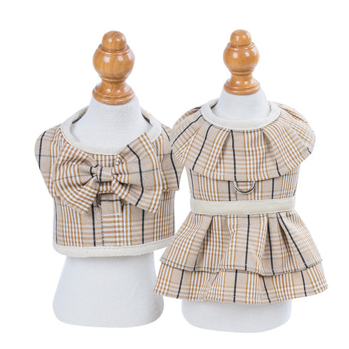 Dog Plaid Puppy Clothes with Leash